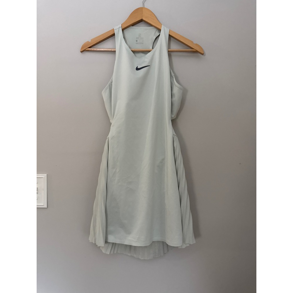 Nike Tennis Dress Small gray Dri-FIT Pleated Cutout Racerback sporty athletic
